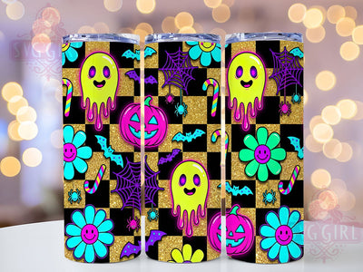 Neon Kawaii Halloween 20oz Tumbler, Neon Theme, Kawaii Style, Halloween Design, Cute Spooky, Whimsical Charm, 20oz Wrap, Sublimation Tumbler Sublimation SvggirlplusArt 