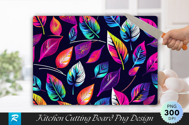 Neon Leaves Cutting Board Sublimation Regulrcrative 