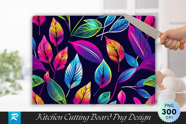 Neon Leaves Cutting Board Sublimation Regulrcrative 