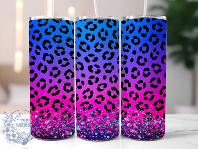 Neon Leopard Glitter 20oz Tumbler, Leopard Print, Neon Glitter, Bold Design, Glam Style, Party Vibes, 20oz Wrap, Sublimation Tumbler Sublimation ToriDesigns 