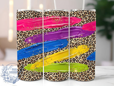 Neon Leopard Glitter 20oz Tumbler, Neon Theme, Leopard Print, Glitter Effect, Animal Motif, Colorful Design, Skinny Tumbler, Sublimation PNG Sublimation ToriDesigns 