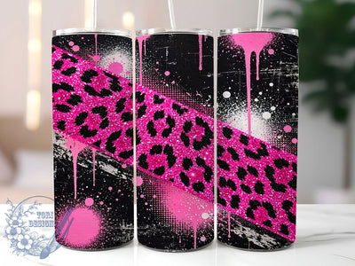 Neon Leopard Grunge 20oz Tumbler, Leopard Print, Neon Style, Grunge Theme, Sublimation Wrap, 20oz Tumbler, Bold Aesthetic, Edgy Pattern Sublimation ToriDesigns 