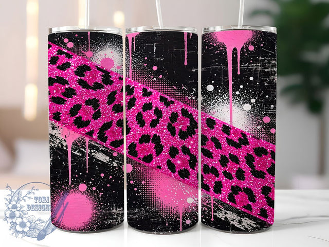 Neon Leopard Grunge 20oz Tumbler, Leopard Print, Neon Style, Grunge Theme, Sublimation Wrap, 20oz Tumbler, Bold Aesthetic, Edgy Pattern Sublimation ToriDesigns 