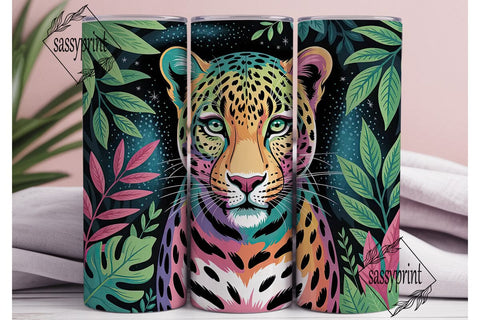 Neon Leopard Tumbler Wrap PNG Sublimation sassyprint 