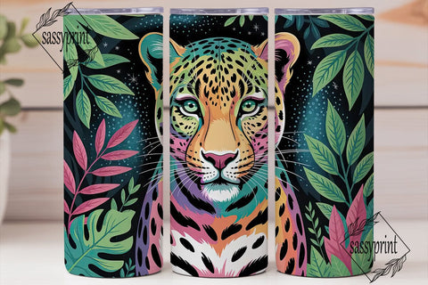 Neon Leopard Tumbler Wrap PNG Sublimation sassyprint 