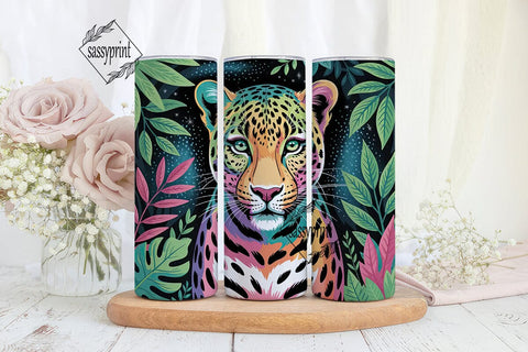 Neon Leopard Tumbler Wrap PNG Sublimation sassyprint 