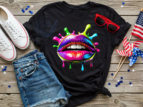 Neon Lips Spectrum T-Shirt PNG, Neon Lips, Color Spectrum, Pop Style, Bold Vibes, Sublimation PNG, Statement Shirt, Fashion Trend Sublimation ToriDesigns 