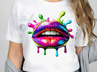Neon Lips Spectrum T-Shirt PNG, Neon Lips, Color Spectrum, Pop Style, Bold Vibes, Sublimation PNG, Statement Shirt, Fashion Trend Sublimation ToriDesigns 
