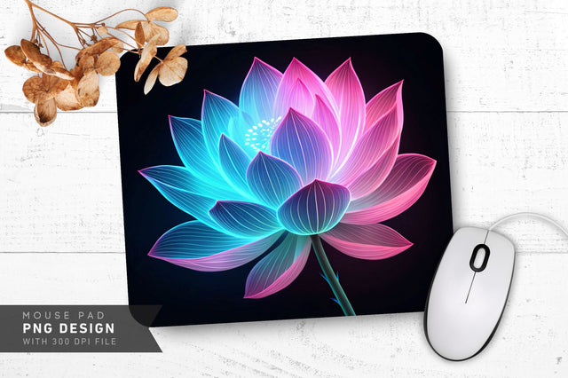 Neon Lotus Blossom Mouse Pad Design Sublimation Regulrcrative 