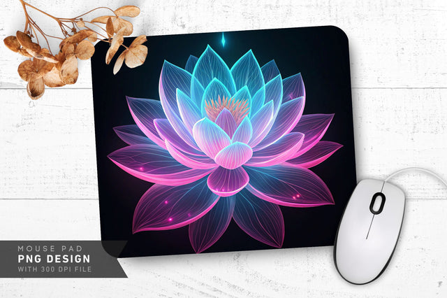 Neon Lotus Blossom Mouse Pad Design Sublimation Regulrcrative 