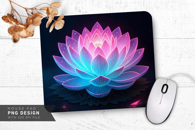 Neon Lotus Blossom Mouse Pad Design Sublimation Regulrcrative 