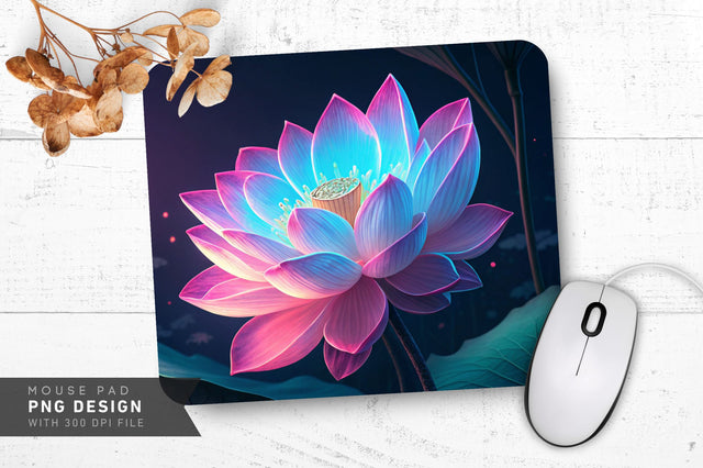 Neon Lotus Blossom Mouse Pad Design Sublimation Regulrcrative 