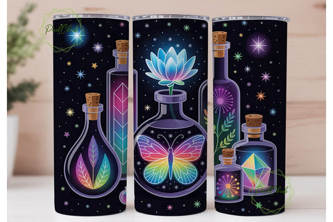 Neon Magic Bottles 20oz Tumbler Wrap Sublimation PixelChick 