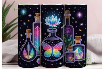Neon Magic Bottles 20oz Tumbler Wrap Sublimation PixelChick 