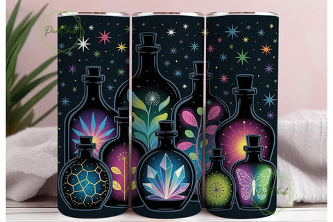 Neon Magic Bottles 20oz Tumbler Wrap Sublimation PixelChick 