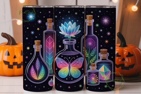 Neon Magic Bottles 20oz Tumbler Wrap Sublimation PixelChick 