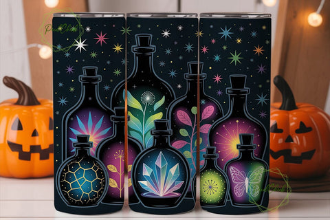 Neon Magic Bottles 20oz Tumbler Wrap Sublimation PixelChick 