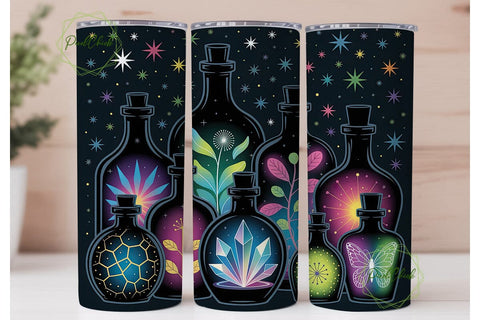 Neon Magic Bottles 20oz Tumbler Wrap Sublimation PixelChick 