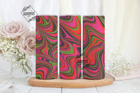 Neon Marbled Fluid 20oz Tumbler Wrap Sublimation sassyprint 