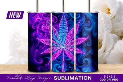 Neon Marijuana Leaf Tumbler Png Design Sublimation Regulrcrative 