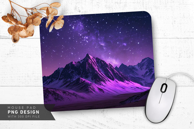 Neon Mountain Range with Starry Sky Mouse Pad Design Sublimation Regulrcrative 