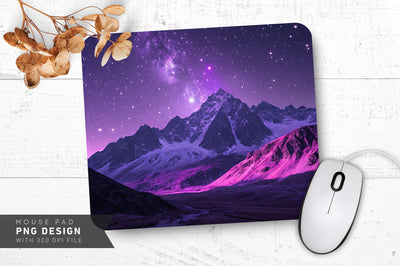 Neon Mountain Range with Starry Sky Mouse Pad Sublimation Regulrcrative 