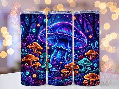 Neon Mushroom Forest 20oz Tumbler, Neon Design, Mushroom Pattern, Fantasy Forest, Sublimation Wrap, 20oz Tumbler, Psychedelic Style, Mystical Aesthetic Sublimation SvggirlplusArt 