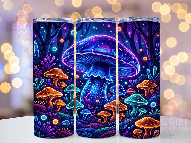 Neon Mushroom Forest 20oz Tumbler, Neon Design, Mushroom Pattern, Fantasy Forest, Sublimation Wrap, 20oz Tumbler, Psychedelic Style, Mystical Aesthetic Sublimation SvggirlplusArt 