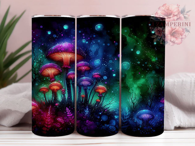 Neon Mushroom Landscape Colorful 20oz Tumbler Wrap PNG, Mushroom Tumbler Png, Straight & Tapered Tumbler Wrap, Instant Digital Download Sublimation Li Zamperini 