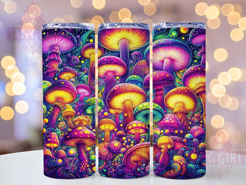 Neon Mushroom Landscape Colorful 20oz Tumbler Wrap Sublimation Design, Straight Tapered Tumbler Wrap, Mushroom Tumbler Png, Instant Digital Download Sublimation SvggirlplusArt 