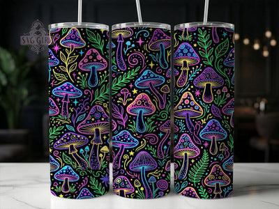 Neon Mushroom Pattern 20oz Tumbler, Neon Mushroom, Mushroom Pattern, Neon Pattern, Mushroom Tumbler, Neon Tumbler Wrap, Mushroom PNG, 20oz Tumbler Wrap Sublimation SvggirlplusArt 