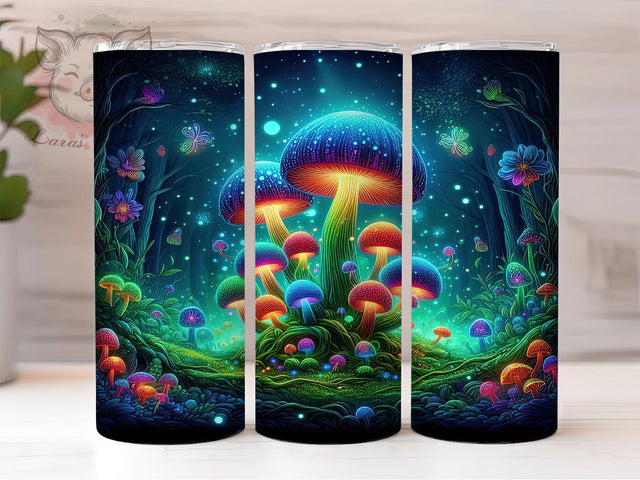 Neon Mushroom Psychedelic 20oz Trippy Tumbler Wrap, Glow Effect Tumbler, Trippy Fungi 20oz Design, Vibrant Mushroom Sublimation, Electric Colors Tumbler, Seamless Neon Fungi Wrap Sublimation Lara' s Designs 