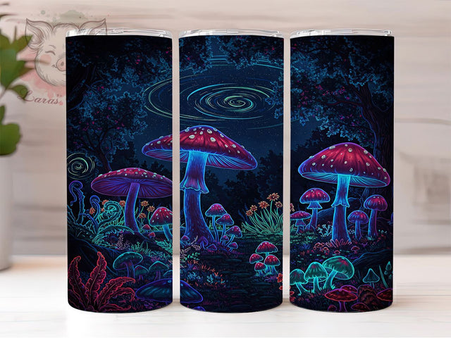 Neon Mushroom Psychedelic 20oz Trippy Tumbler Wrap, Glow Effect Tumbler, Trippy Fungi 20oz Design, Vibrant Mushroom Sublimation, Electric Colors Tumbler, Seamless Neon Fungi Wrap Sublimation Lara' s Designs 