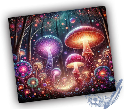 Neon Mushroom Sublimation Tumbler, Neon Tumbler, Mushroom Design, Sublimation Wrap, 20oz Tumbler, Colorful Tumbler, Neon Aesthetic, Custom Drinkware Sublimation ToriDesigns 