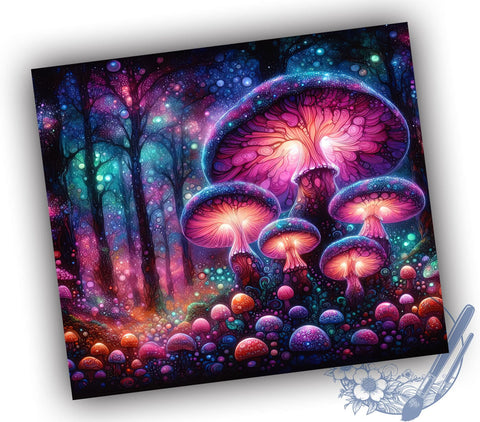 Neon Mushroom Sublimation Tumbler, Neon Tumbler, Mushroom Design, Sublimation Wrap, 20oz Tumbler, Colorful Tumbler, Neon Aesthetic, Custom Drinkware Sublimation ToriDesigns 