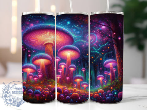 Neon Mushroom Sublimation Tumbler, Neon Tumbler, Mushroom Design, Sublimation Wrap, 20oz Tumbler, Colorful Tumbler, Neon Aesthetic, Custom Drinkware Sublimation ToriDesigns 