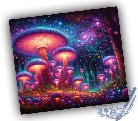 Neon Mushroom Sublimation Tumbler, Neon Tumbler, Mushroom Design, Sublimation Wrap, 20oz Tumbler, Colorful Tumbler, Neon Aesthetic, Custom Drinkware Sublimation ToriDesigns 