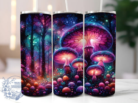 Neon Mushroom Sublimation Tumbler, Neon Tumbler, Mushroom Design, Sublimation Wrap, 20oz Tumbler, Colorful Tumbler, Neon Aesthetic, Custom Drinkware Sublimation ToriDesigns 