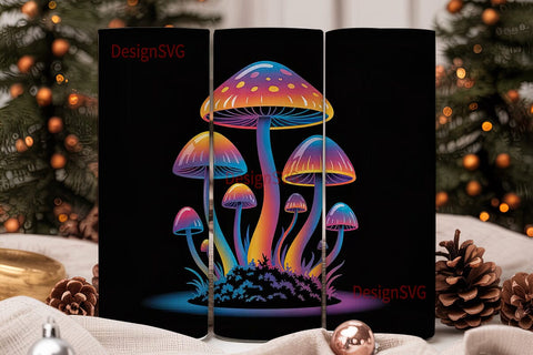 Neon Mushrooms 20oz Tumbler Wrap Sublimation DesignSVG 