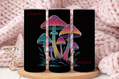 Neon Mushrooms 20oz Tumbler Wrap Sublimation DesignSVG 