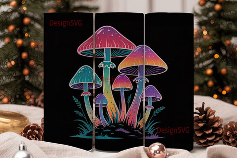 Neon Mushrooms 20oz Tumbler Wrap Sublimation DesignSVG 