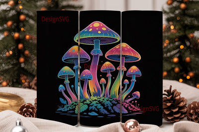 Neon Mushrooms 20oz Tumbler Wrap Sublimation DesignSVG 