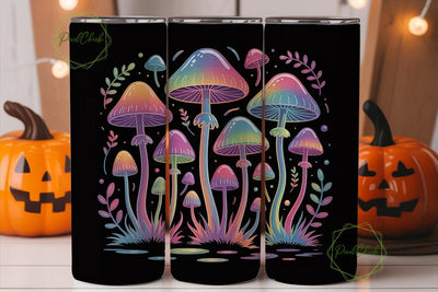 Neon Mushrooms 20oz Tumbler Wrap Sublimation PixelChick 