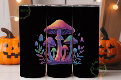 Neon Mushrooms 20oz Tumbler Wrap Sublimation PixelChick 