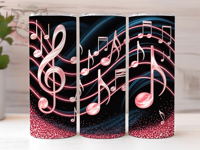 Neon Music Notes Tumbler Wrap, Music Notes Tumbler, 20oz Tumbler Sublimation, Neon Tumbler Design, Musical Tumbler Wrap, Music Lover Tumbler, Bright Music Tumbler Sublimation Lara' s Designs 