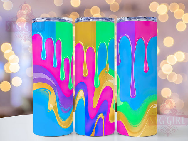 Neon Oil Paint Splash Tumbler, Color Splash Design, Neon Painting Texture, 20Oz Sublimation Wrap, Bright Paint Splash, Neon Artistic Pattern, Tumbler Sublimation Sublimation SvggirlplusArt 