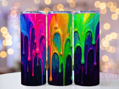 Neon Oil Paint Splash Tumbler, Color Splash Design, Neon Painting Texture, 20Oz Sublimation Wrap, Bright Paint Splash, Neon Artistic Pattern, Tumbler Sublimation Sublimation SvggirlplusArt 