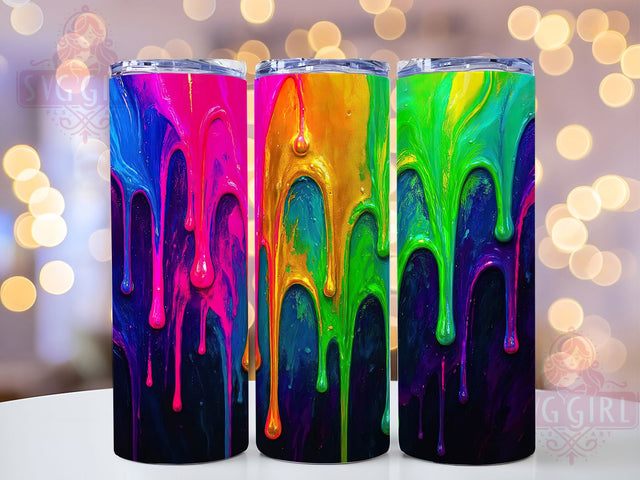 Neon Oil Paint Splash Tumbler, Color Splash Design, Neon Painting Texture, 20Oz Sublimation Wrap, Bright Paint Splash, Neon Artistic Pattern, Tumbler Sublimation Sublimation SvggirlplusArt 