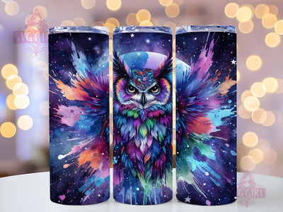 Neon Owl 20oz Tumbler Wrap Sublimation Design, Straight Tapered Tumbler Wrap, Owl Tumbler Png, Instant Digital Download Sublimation SvggirlplusArt 