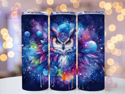 Neon Owl 20oz Tumbler Wrap Sublimation Design, Straight Tapered Tumbler Wrap, Owl Tumbler Png, Instant Digital Download Sublimation SvggirlplusArt 